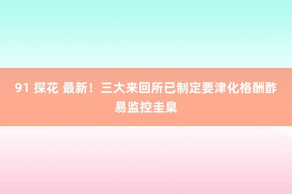91 探花 最新！三大来回所已制定要津化格酬酢易监控圭臬